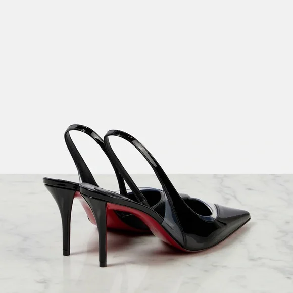 Christian Louboutin Posticha 80 Leather and PVC Slingback Pumps - Picture 2 of 8